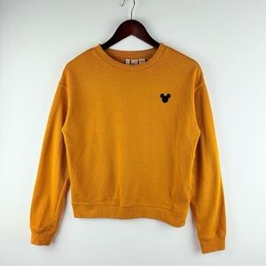 Divided by H&M Disney Mustard Embroidered Mickey Mouse Crew Neck Sweatshirt Med